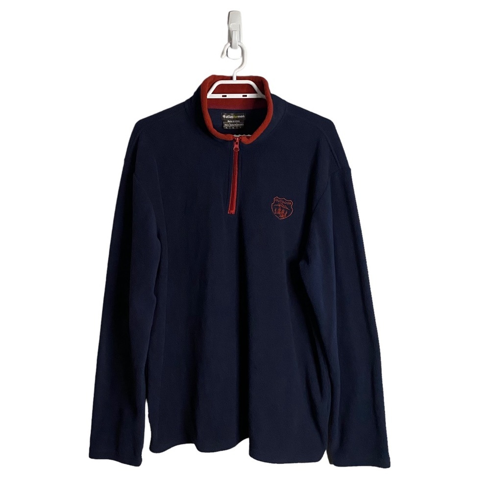 Atlas Men's Blue Outdoor 1/4 Zip Fleece Pullover Sweatshirt